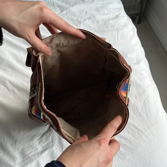 Real Leather Woven Backpack - Picture 2 of 5